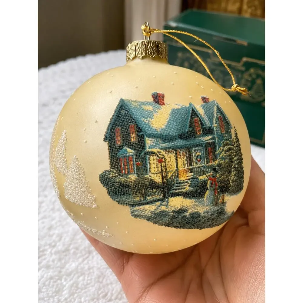 2 Thomas Kinkade Blessings Christmas glass ball typically part the Brushworks